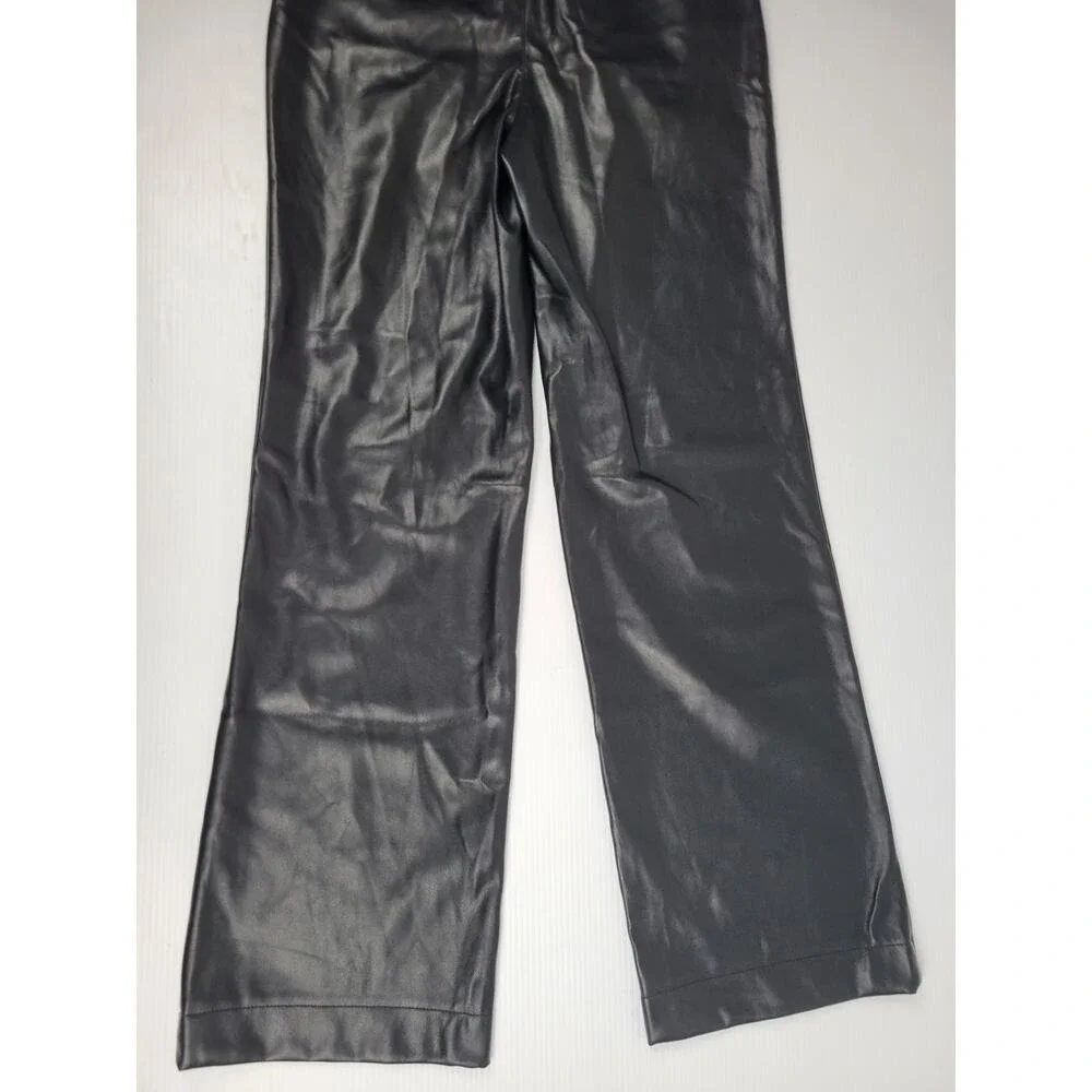 NWT 7 For All Mankind Faux Leather Wide Leg Black Emo Goth Pants Womens‎ Small